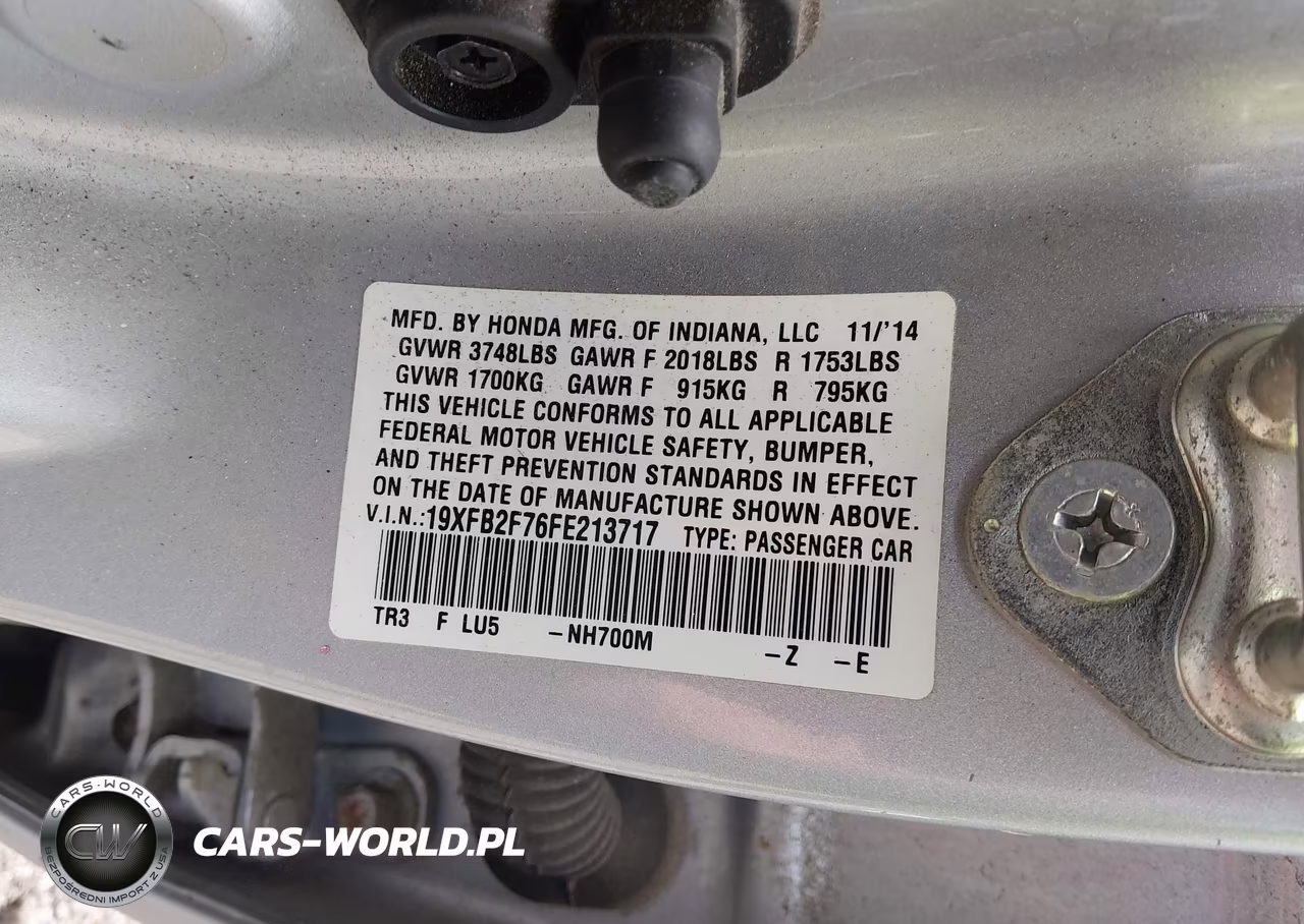 2015 Honda Civic Se VIN:19XFB2F76FE213717 - 9
