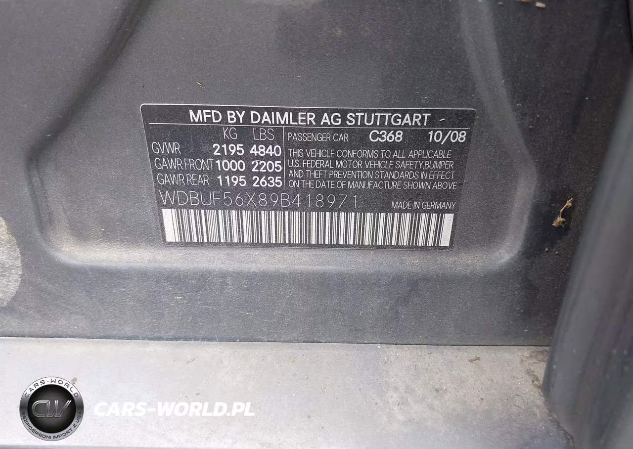 2009 Mercedes-Benz E 350 VIN:WDBUF56X89B418971 - 9
