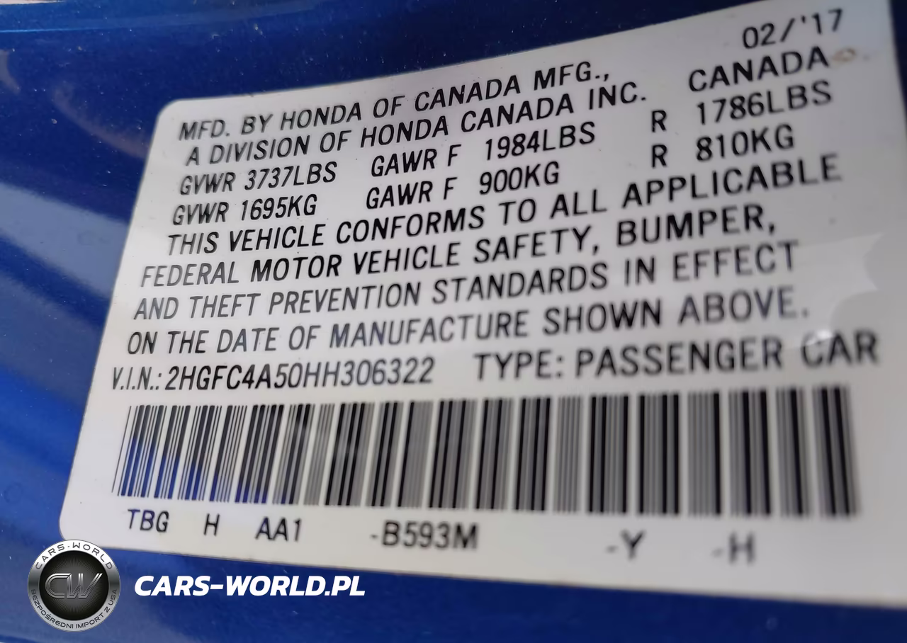 2017 Honda Civic Lx VIN:2HGFC4A50HH306322 - 9