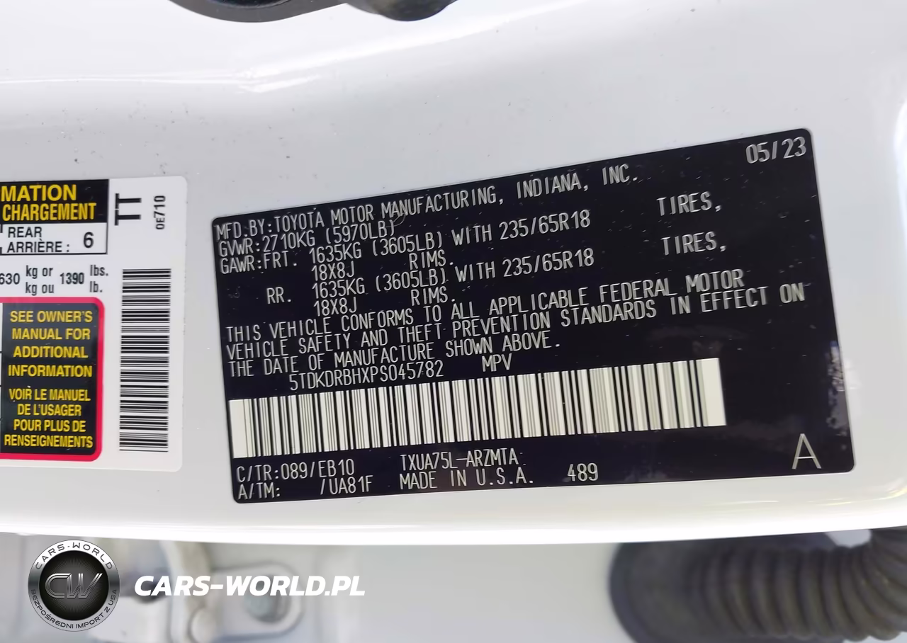 2023 Toyota Highlander Xle VIN:5TDKDRBHXPS045782 - 9