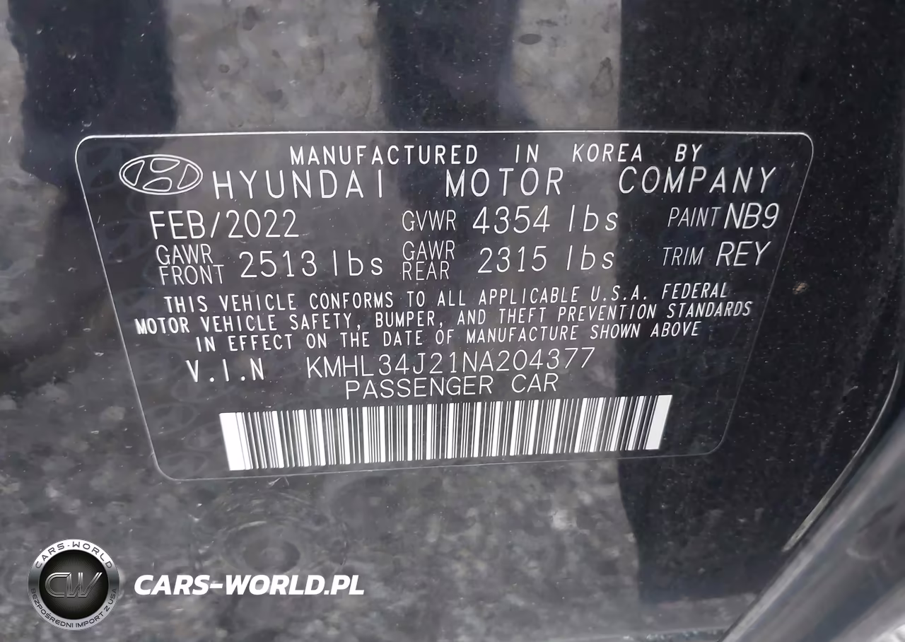 2022 Hyundai Sonata Limited VIN:KMHL34J21NA204377 - 9
