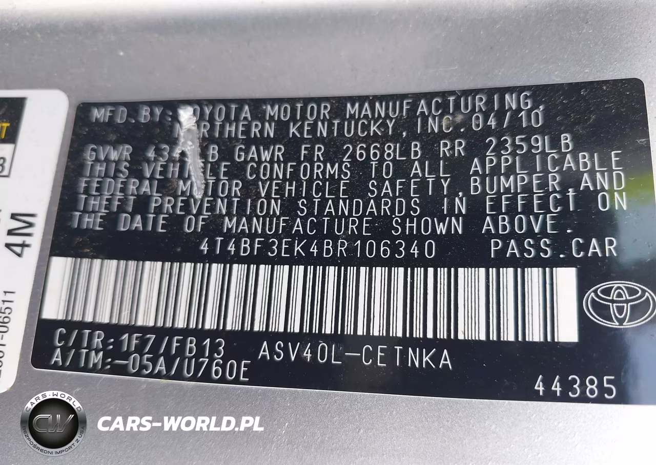 2011 Toyota Camry Le VIN:4T4BF3EK4BR106340 - 9