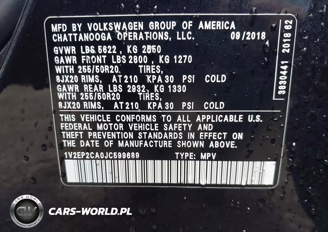 2018 Volkswagen Atlas 2.0T Sel VIN:1V2EP2CA0JC599689 - 9