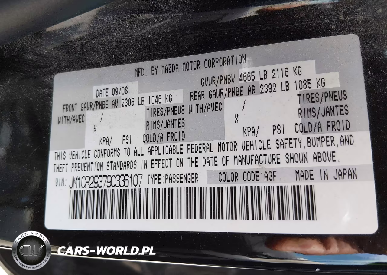 2009 Mazda Mazda5 Sport VIN:JM1CR293790336107 - 9