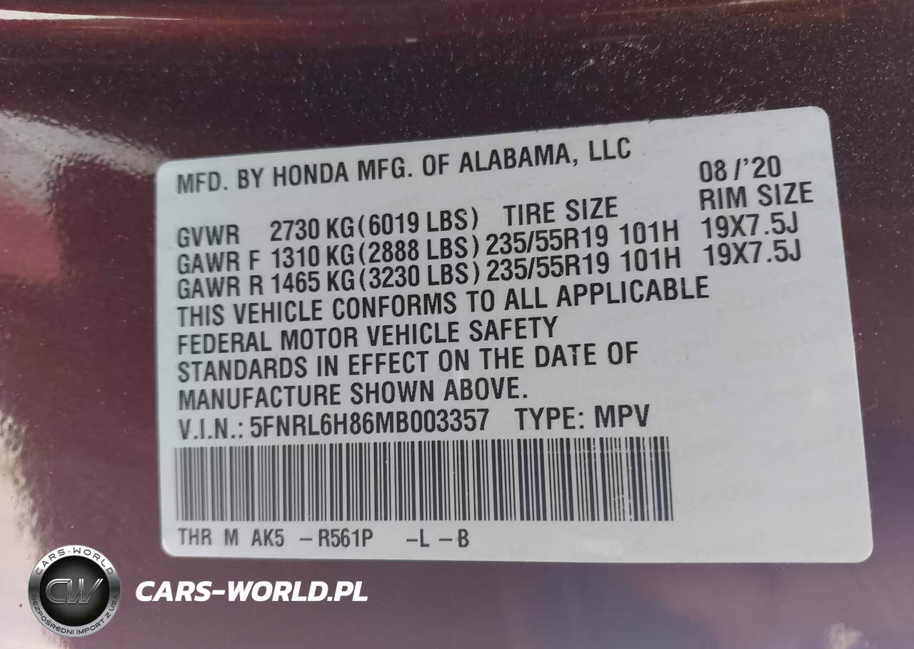 2021 Honda Odyssey Touring VIN:5FNRL6H86MB003357 - 9
