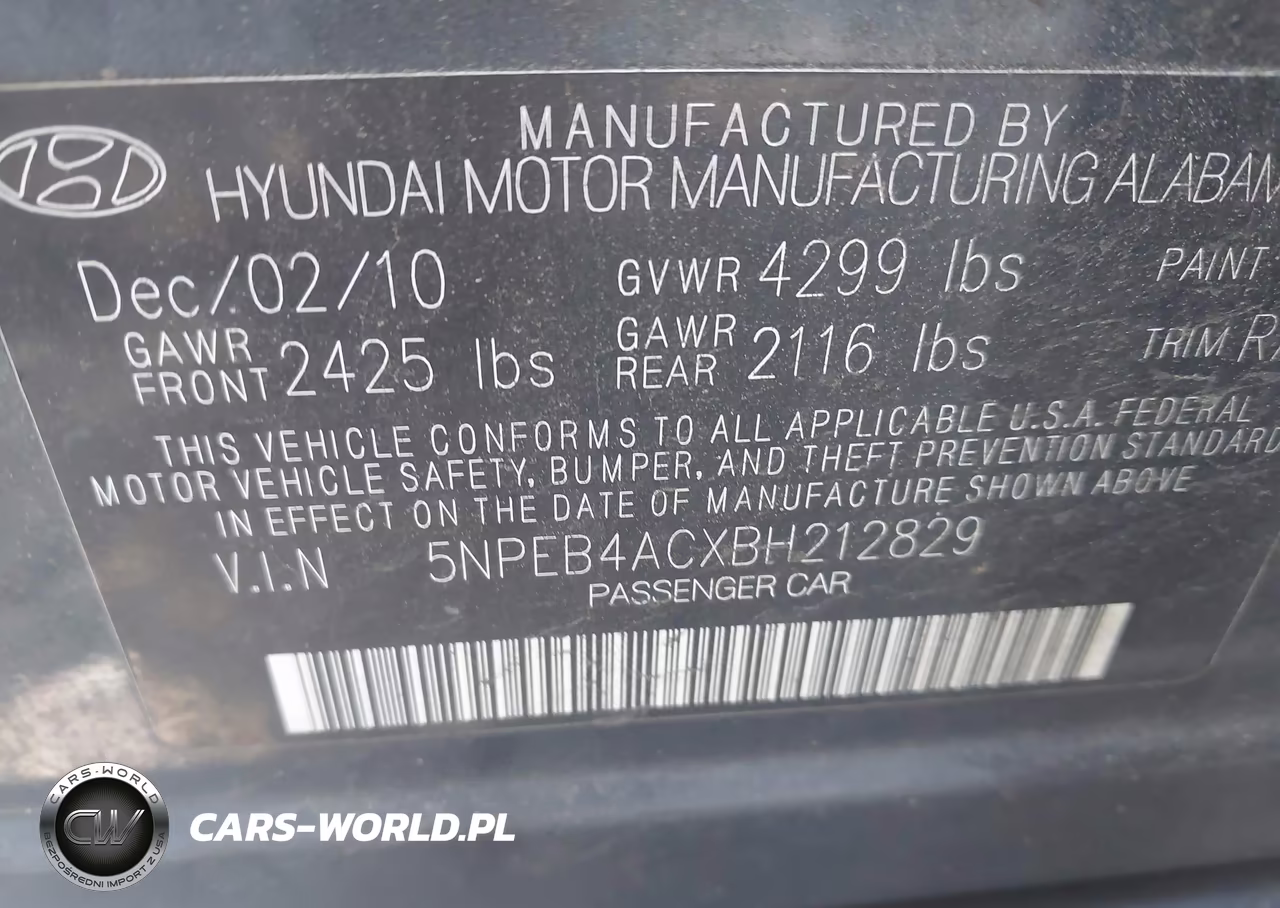 2011 Hyundai Sonata Gls VIN:5NPEB4ACXBH212829 - 9