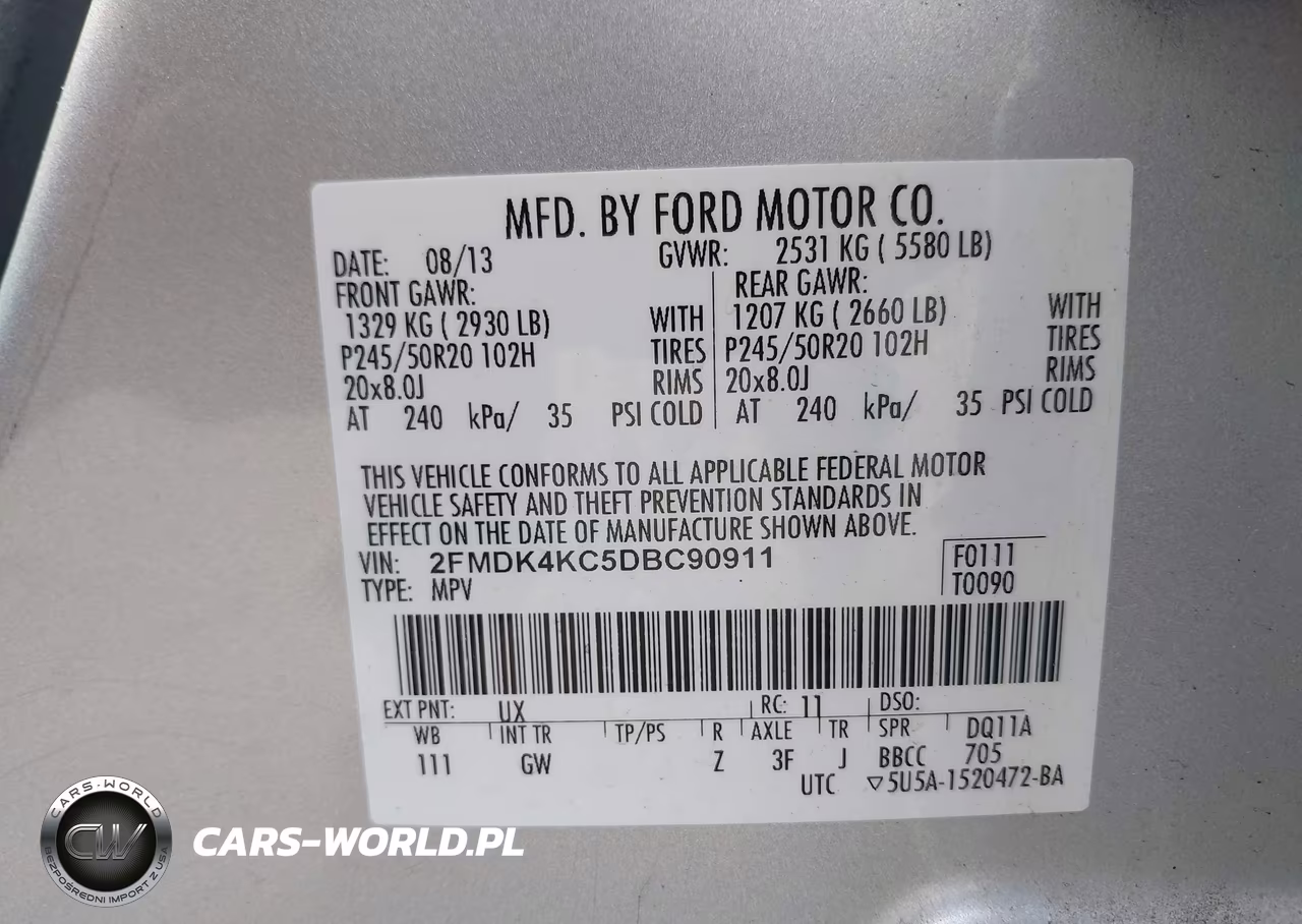 2013 Ford Edge Limited VIN:2FMDK4KC5DBC90911 - 9