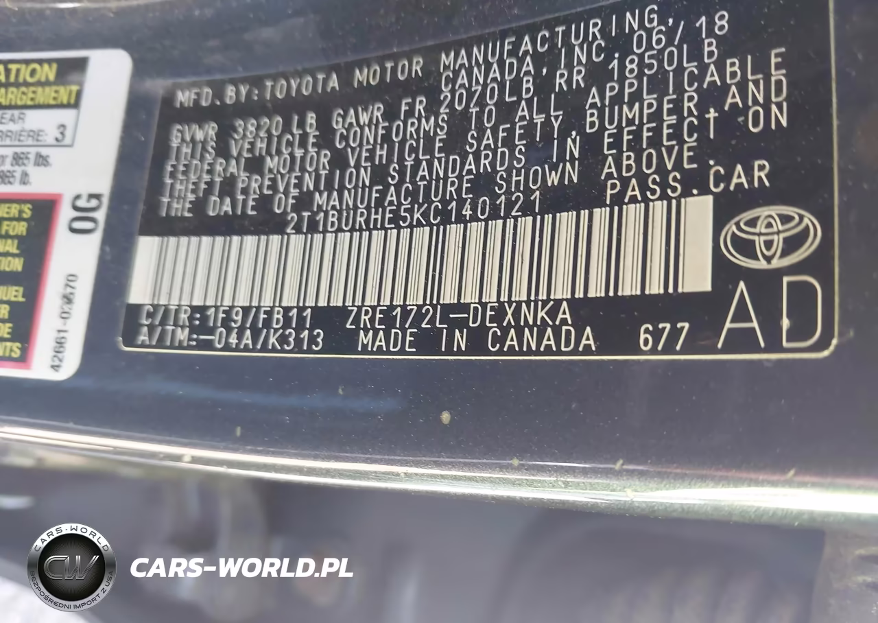 2019 Toyota Corolla Le VIN:2T1BURHE5KC140121 - 9