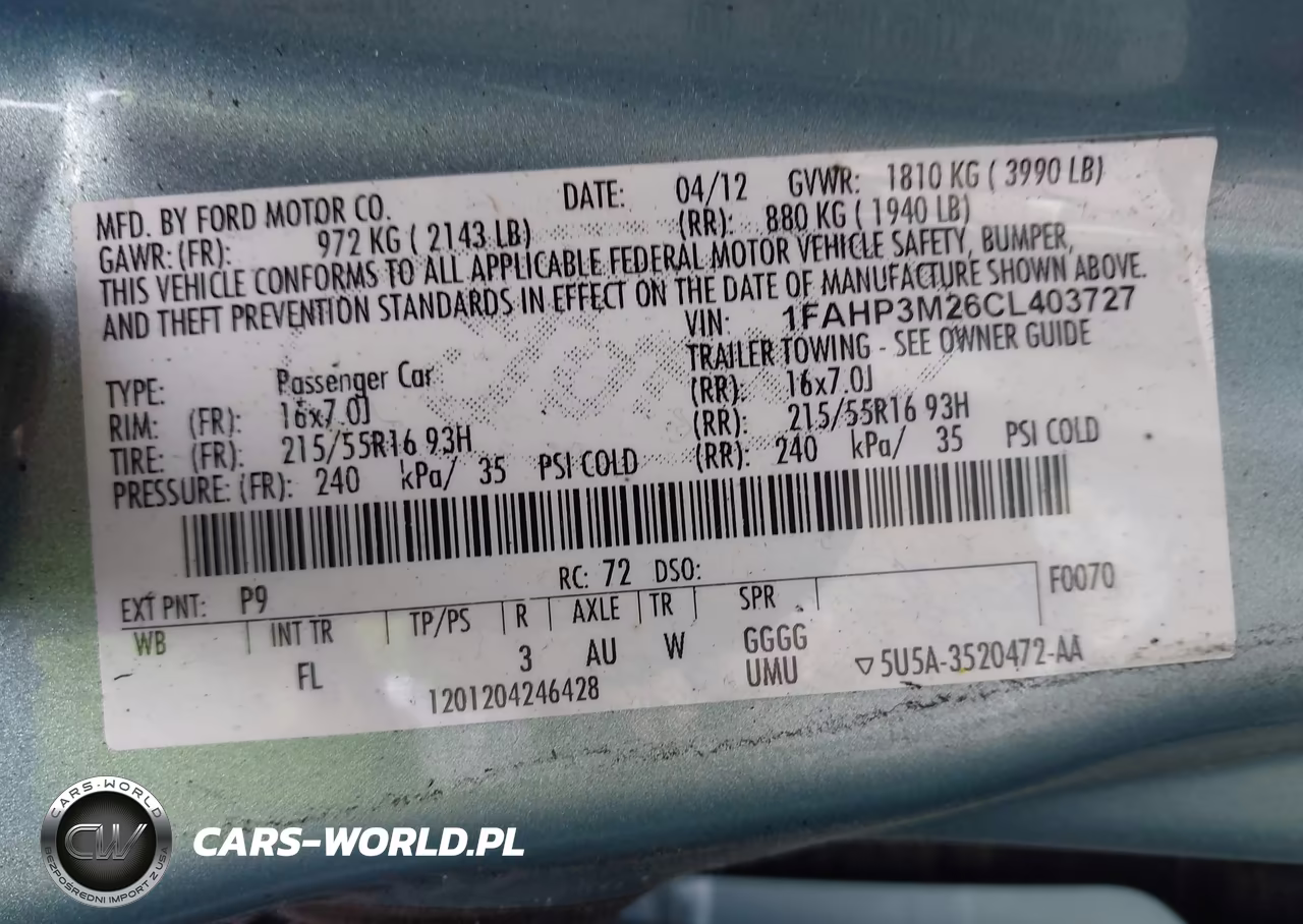 2012 Ford Focus Sel VIN:1FAHP3M26CL403727 - 9