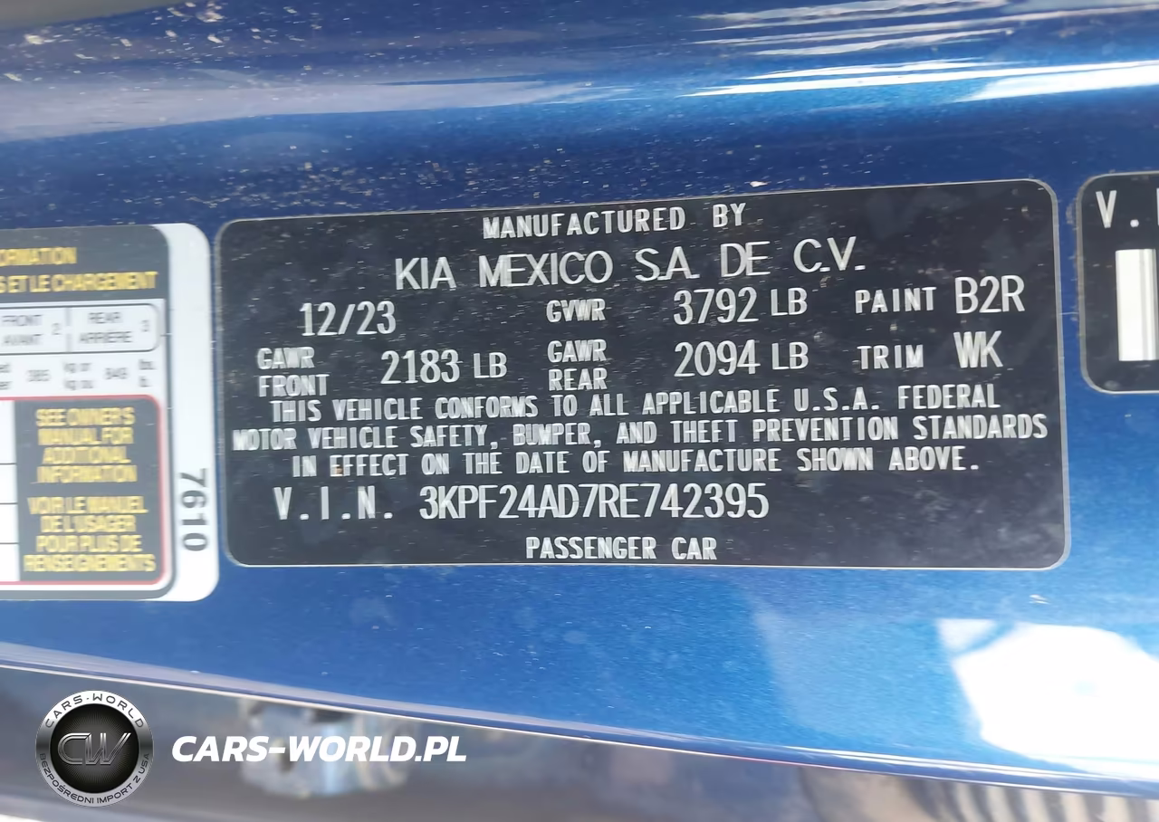 2024 Kia Forte Lxs VIN:3KPF24AD7RE742395 - 9