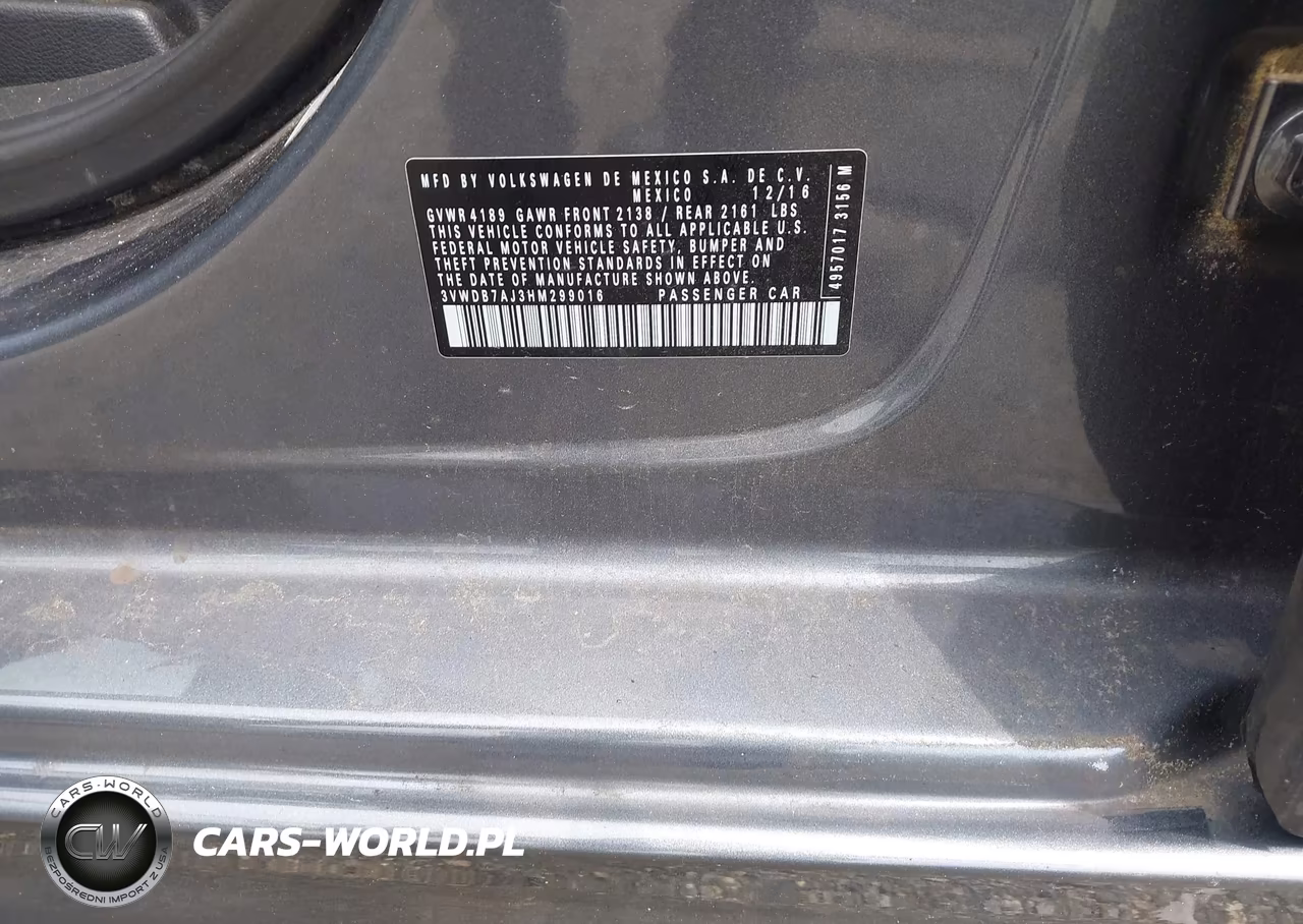 2017 Volkswagen Jetta 1.4T Se VIN:3VWDB7AJ3HM299016 - 9