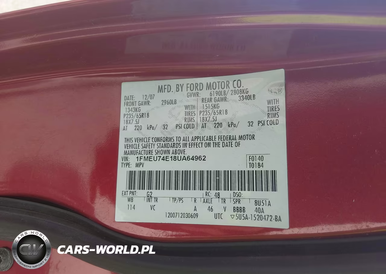 2008 Ford Explorer Eddie Bauer VIN:1FMEU74E18UA64962 - 9