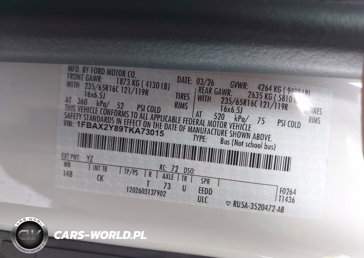 2026 Ford Transit-350 Passenger Van Xlt VIN:1FBAX2Y89TKA73015 - 9