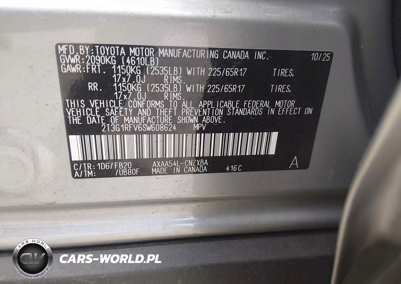 2025 Toyota Rav4 Le VIN:2T3G1RFV6SW608624 - 9