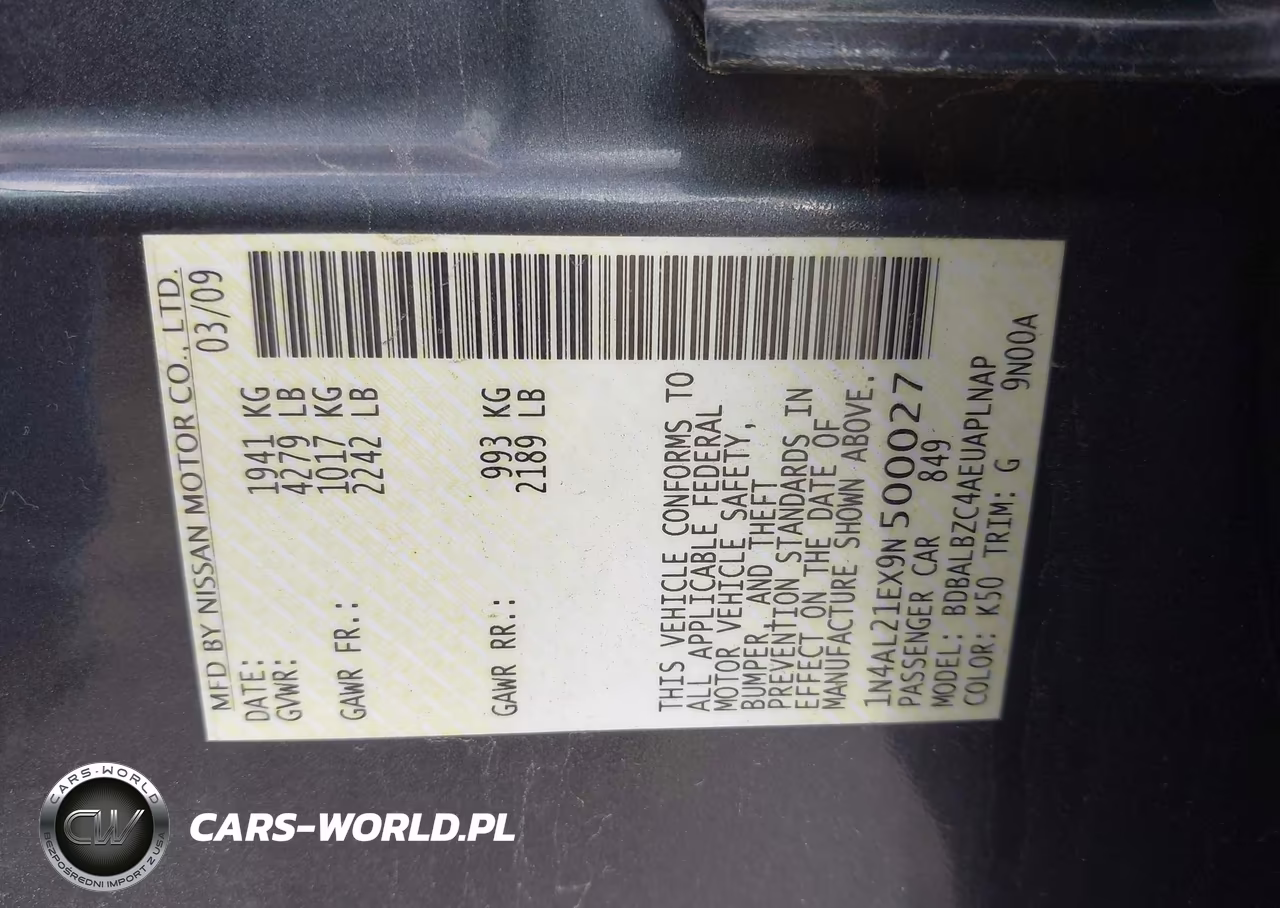 2009 Nissan Altima 2.5 S VIN:1N4AL21EX9N500027 - 9