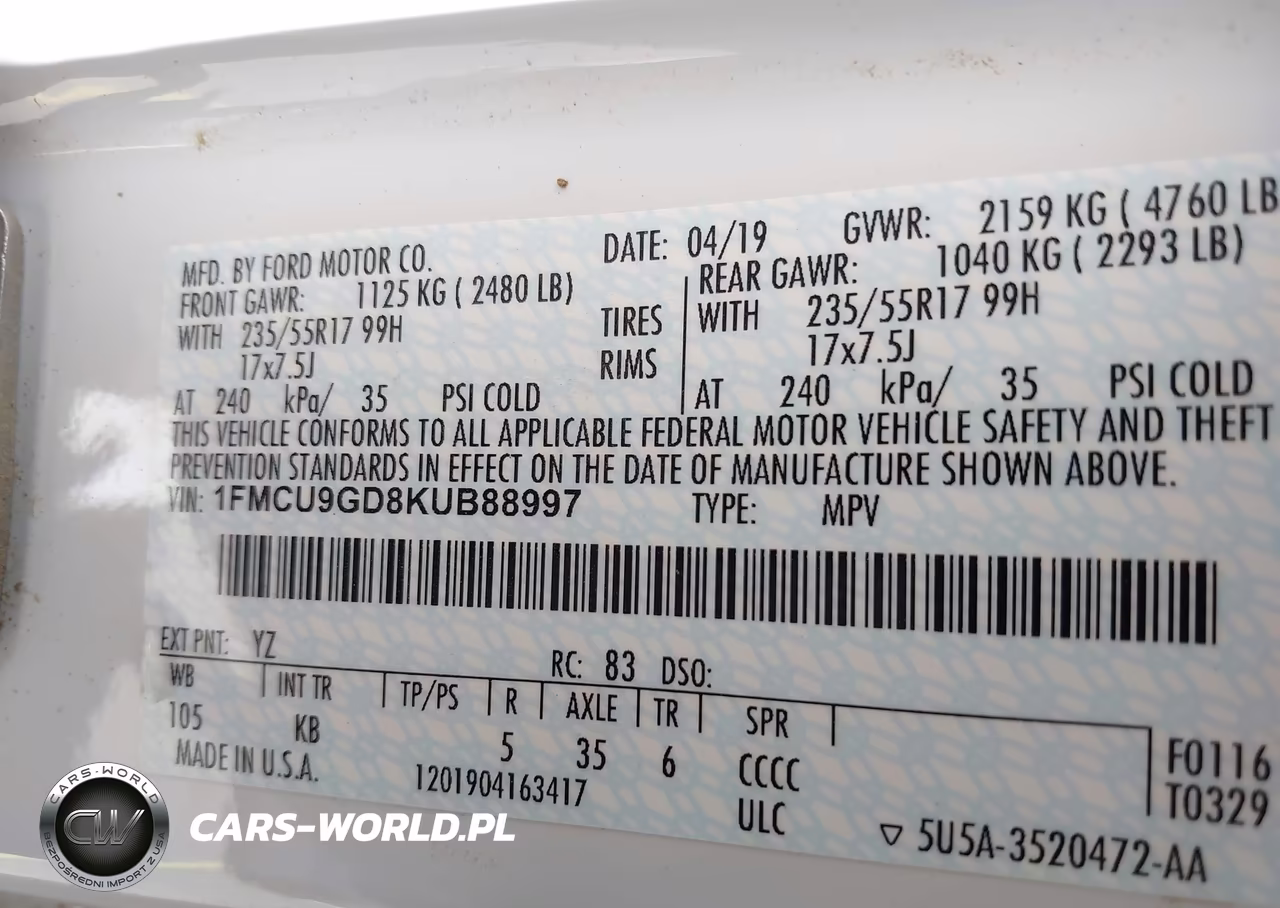 2019 Ford Escape Se VIN:1FMCU9GD8KUB88997 - 9