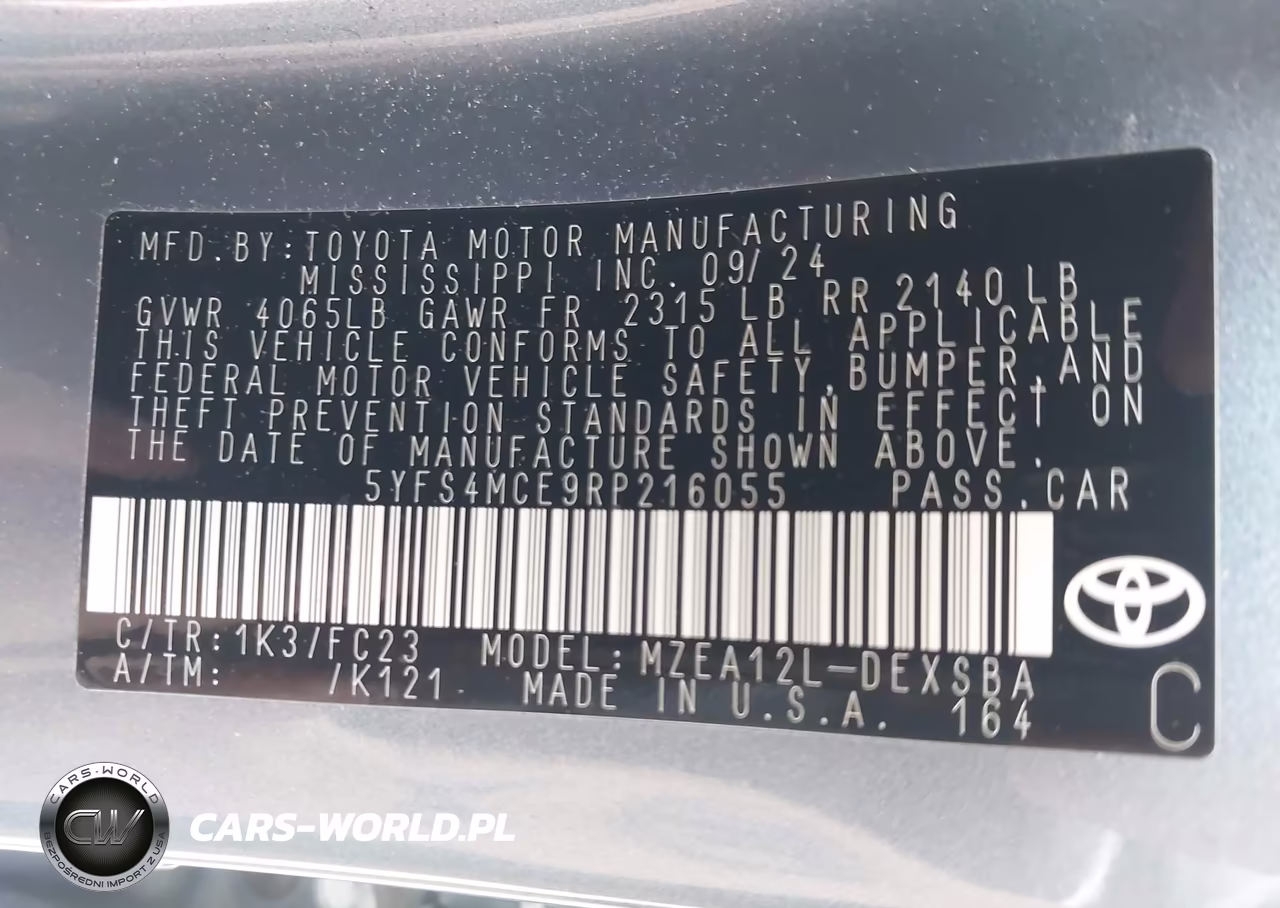 2024 Toyota Corolla Se VIN:5YFS4MCE9RP216055 - 9