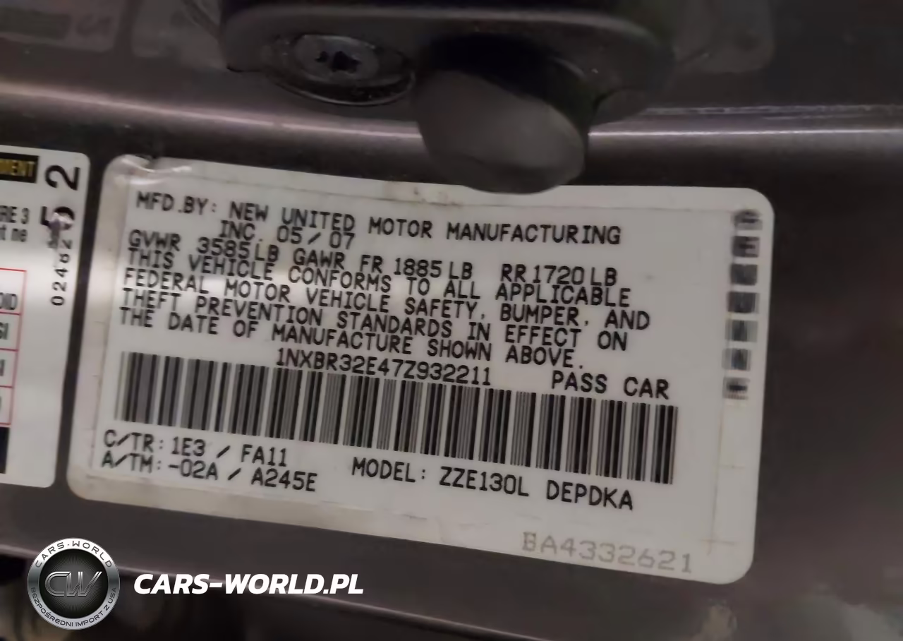 2007 Toyota Corolla Ce VIN:1NXBR32E47Z932211 - 9