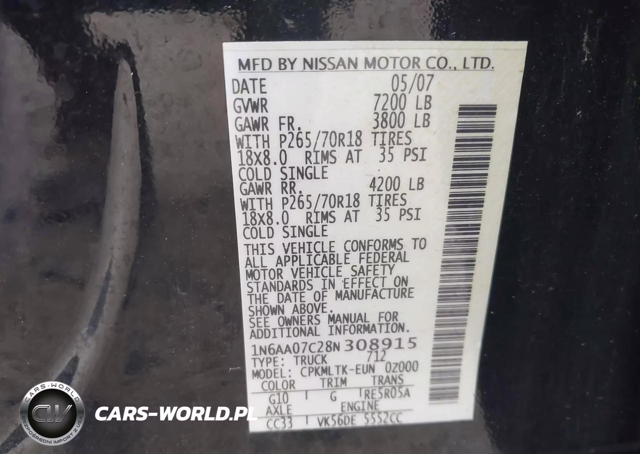 2008 Nissan Titan Se VIN:1N6AA07C28N308915 - 9