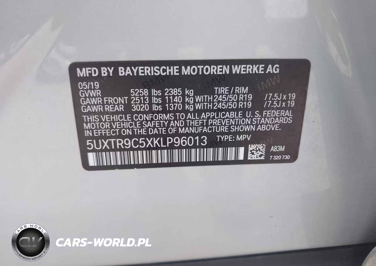 2019 BMW X3 xDrive30I VIN:5UXTR9C5XKLP96013 - 9