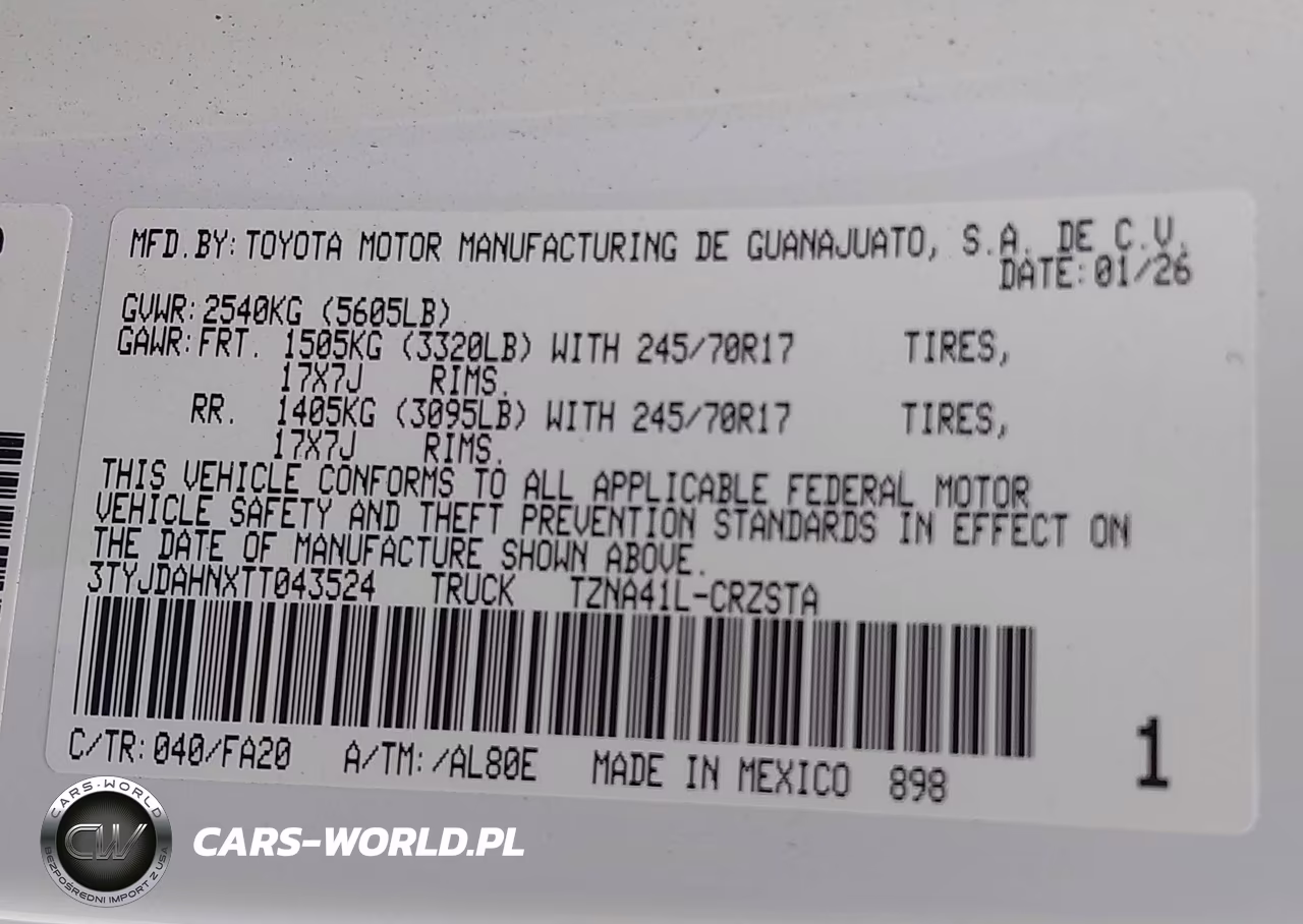 2026 Toyota Tacoma Sr VIN:3TYJDAHNXTT043524 - 9