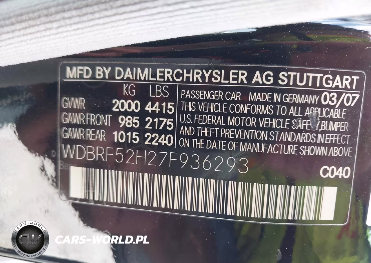2007 Mercedes-Benz C 230 Sport VIN:WDBRF52H27F936293 - 9