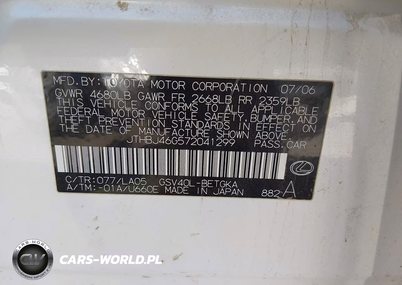 2007 Lexus Es 350 VIN:JTHBJ46G572041299 - 9