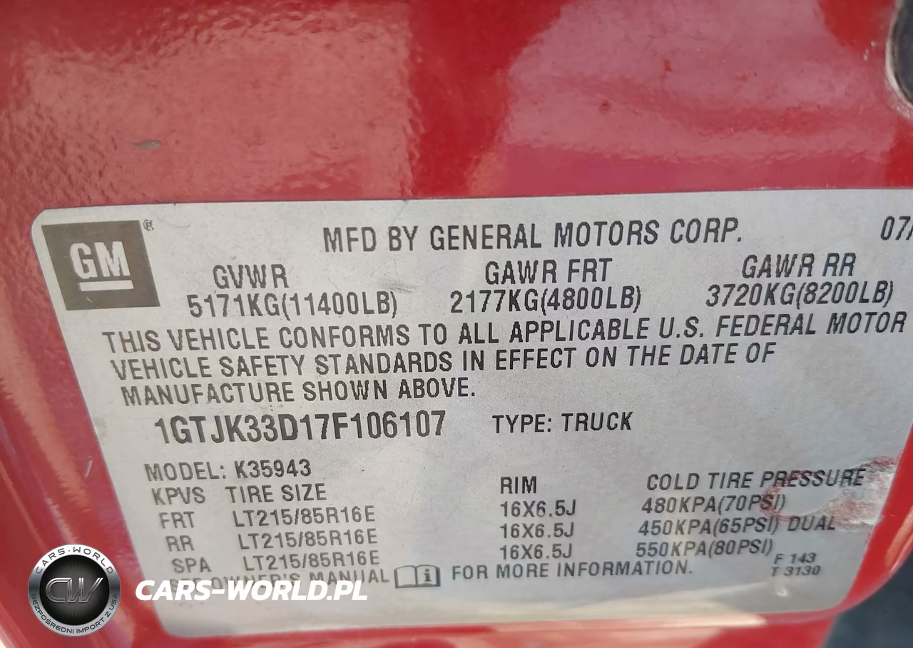 2007 GMC Sierra 3500 Classic Sle1 VIN:1GTJK33D17F106107 - 9