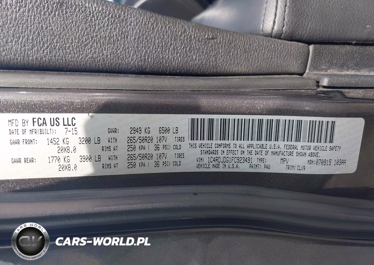 2015 Dodge Durango Limited VIN:1C4RDJDG1FC923491 - 9