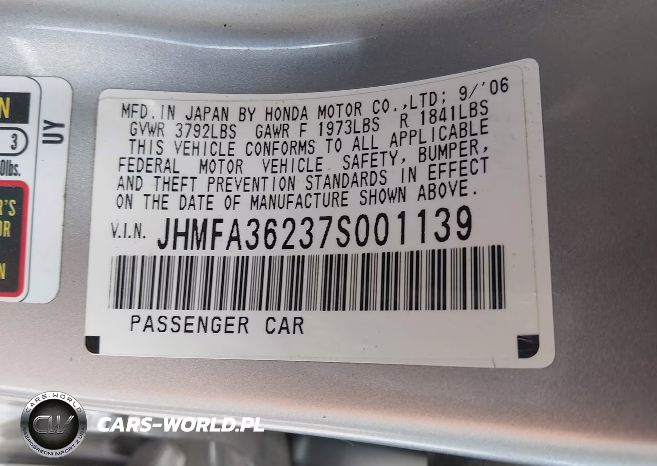 2007 Honda Civic Hybrid VIN:JHMFA36237S001139 - 9