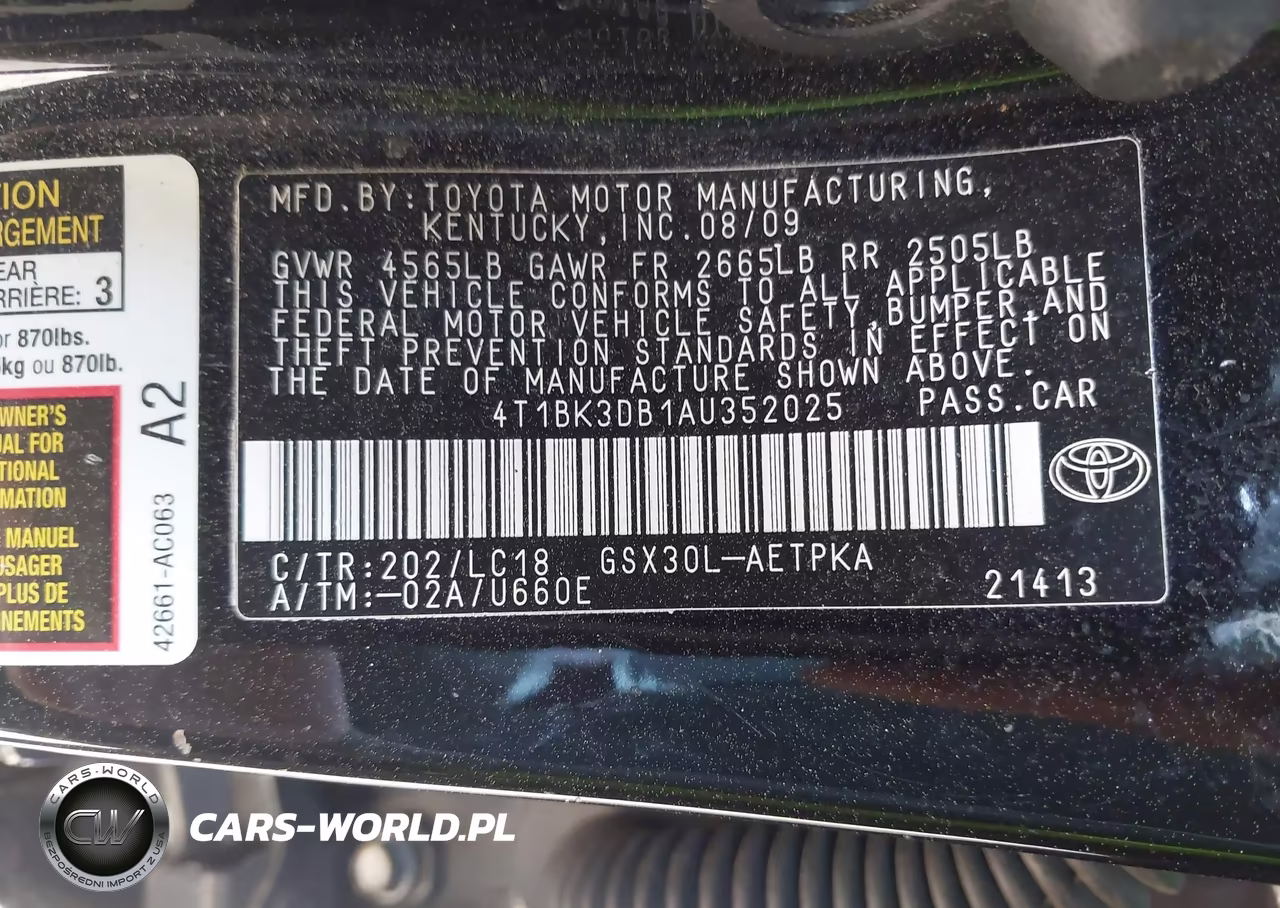 2010 Toyota Avalon Limited VIN:4T1BK3DB1AU352025 - 9