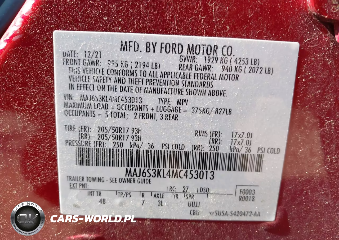 2021 Ford Ecosport Titanium VIN:MAJ6S3KL4MC453013 - 9