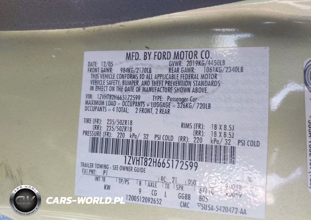 2006 Ford Mustang Gt VIN:1ZVHT82H665172599 - 9