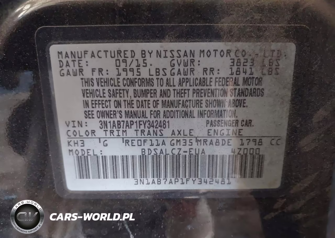 2015 Nissan Sentra S VIN:3N1AB7AP1FY342481 - 9