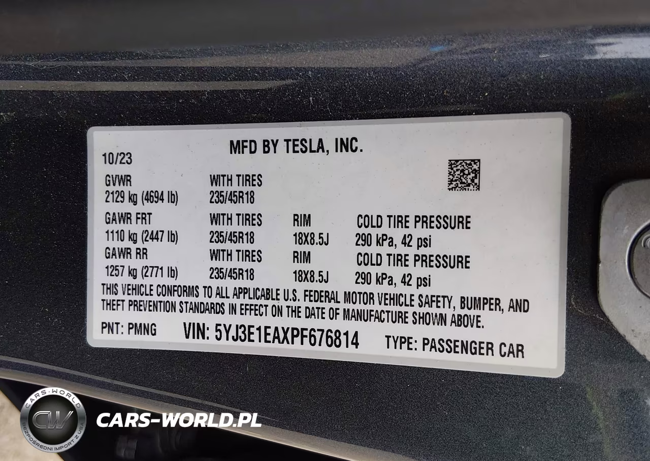 2023 Tesla Model 3 Rear-Wheel Drive VIN:5YJ3E1EAXPF676814 - 9