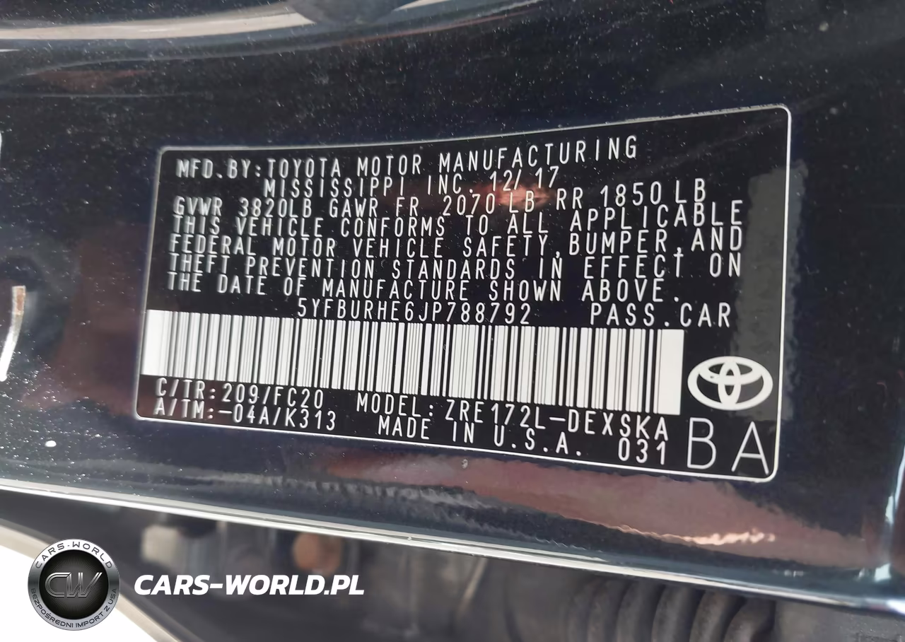 2018 Toyota Corolla Se VIN:5YFBURHE6JP788792 - 9