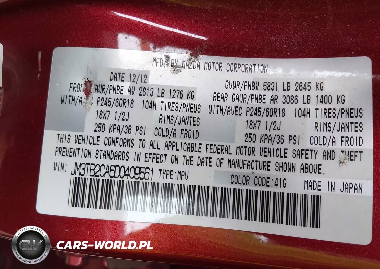 2013 Mazda Cx-9 Touring VIN:JM3TB2CA6D0409561 - 9