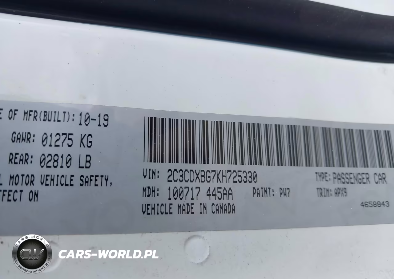 2019 Dodge Charger Sxt Rwd VIN:2C3CDXBG7KH725330 - 9