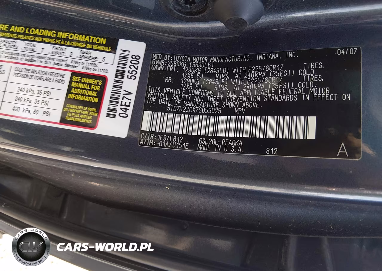 2007 Toyota Sienna Xle Limited VIN:5TDZK22CX7S053025 - 9