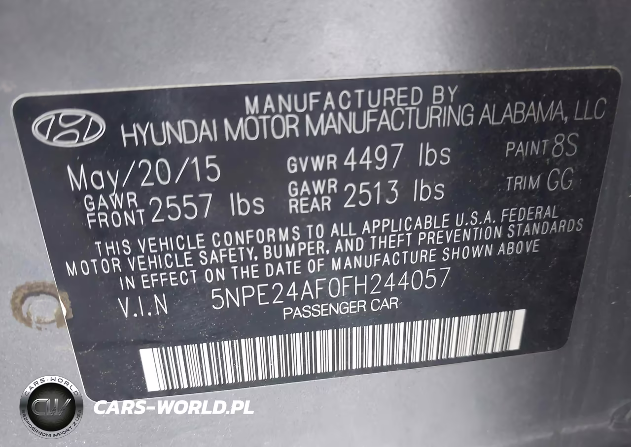 HYUNDAI SONATA SE VIN:5NPE24AF0FH244057 - 9