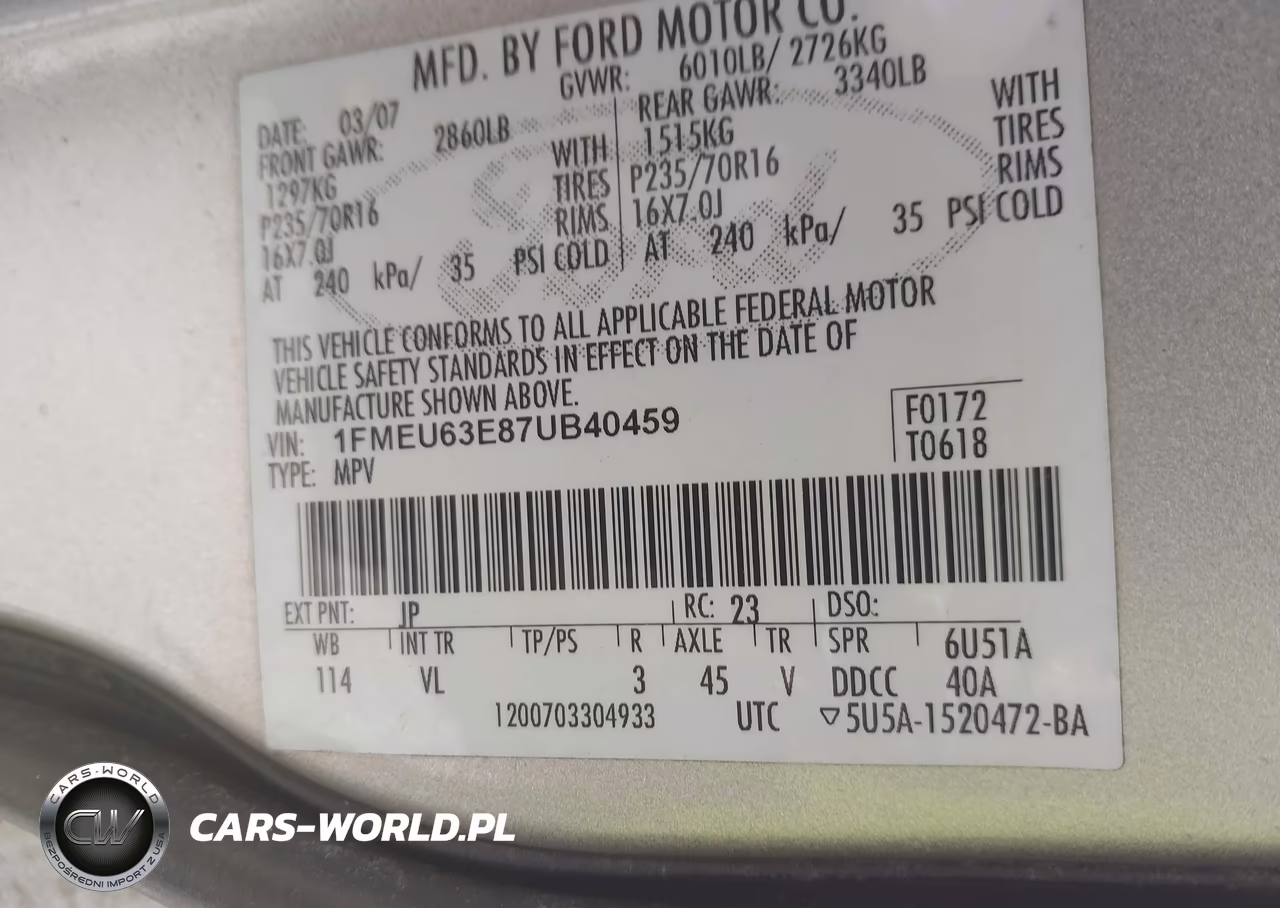 2007 Ford Explorer Xlt VIN:1FMEU63E87UB40459 - 9