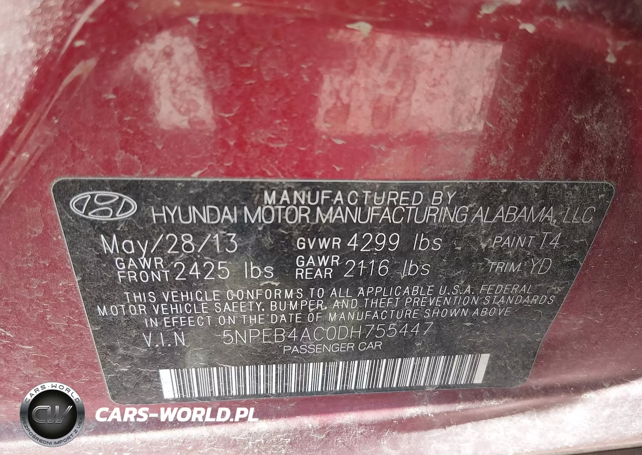 2013 Hyundai Sonata Gls VIN:5NPEB4AC0DH755447 - 9