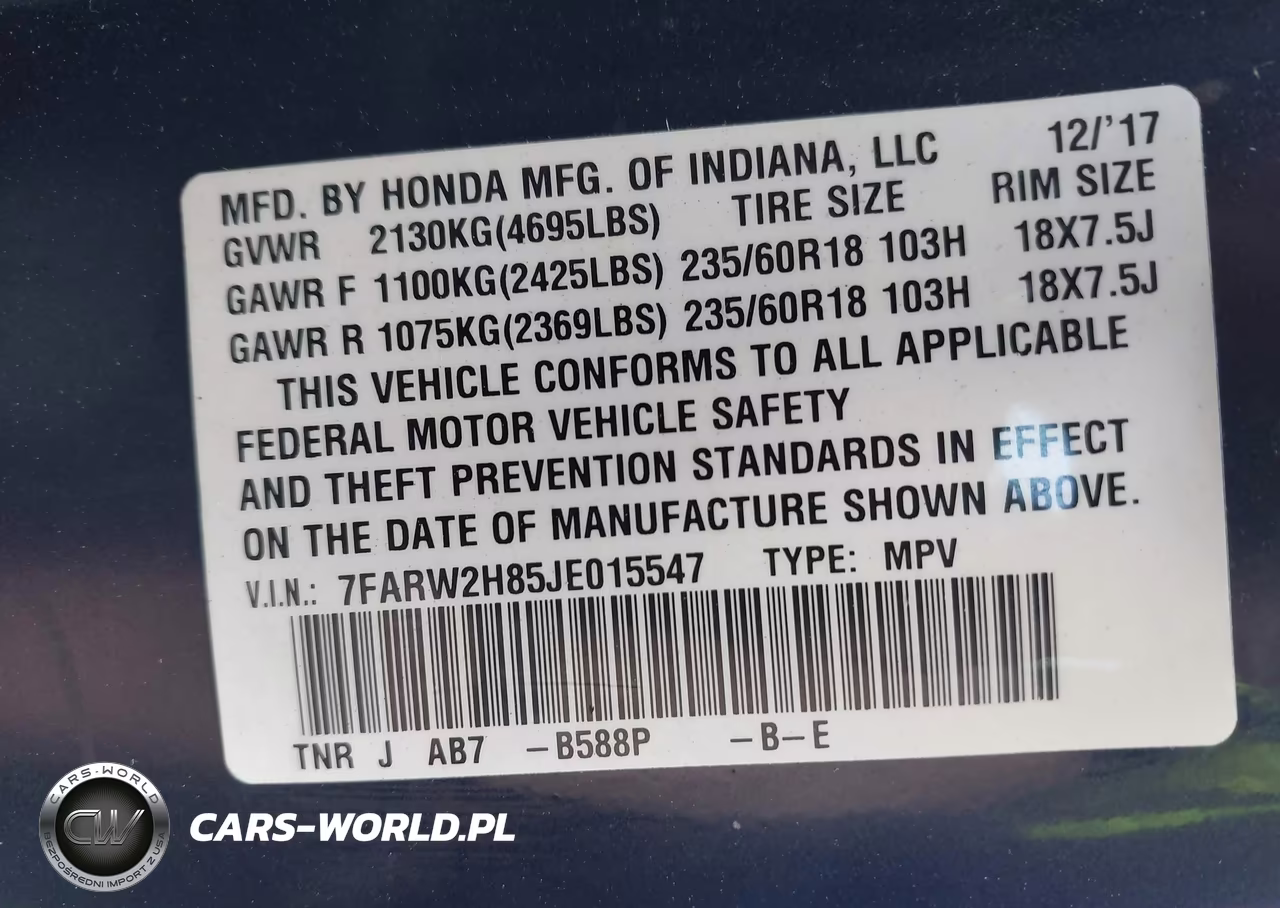 2018 Honda Cr-V Ex-L-Ex-L Navi VIN:7FARW2H85JE015547 - 9