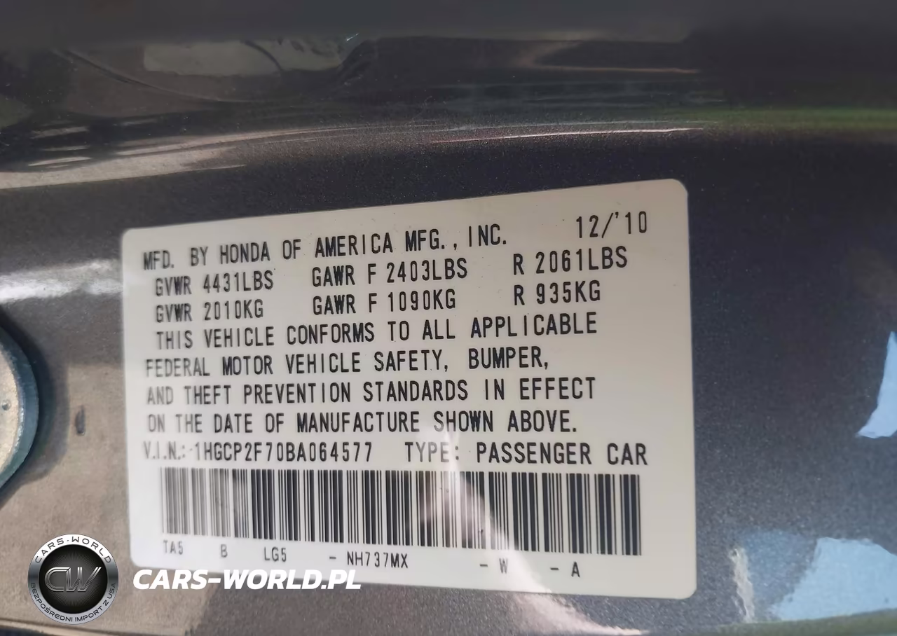 2011 Honda Accord 2.4 Ex VIN:1HGCP2F70BA064577 - 9