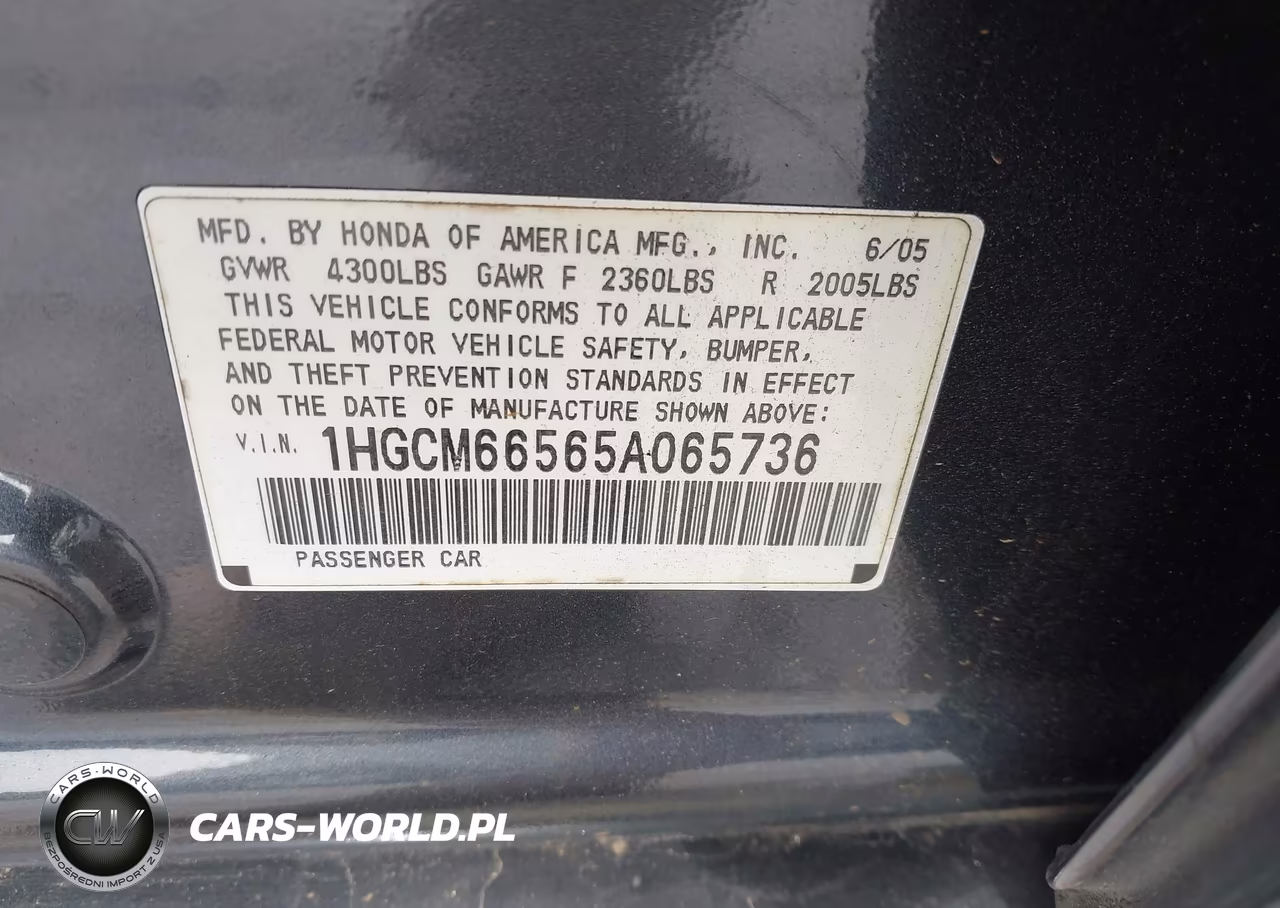 2005 Honda Accord 3.0 Ex VIN:1HGCM66565A065736 - 7