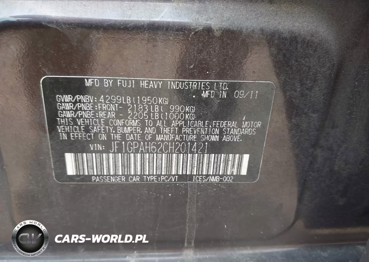 2012 Subaru Impreza 2.0I Limited VIN:JF1GPAH62CH201421 - 9
