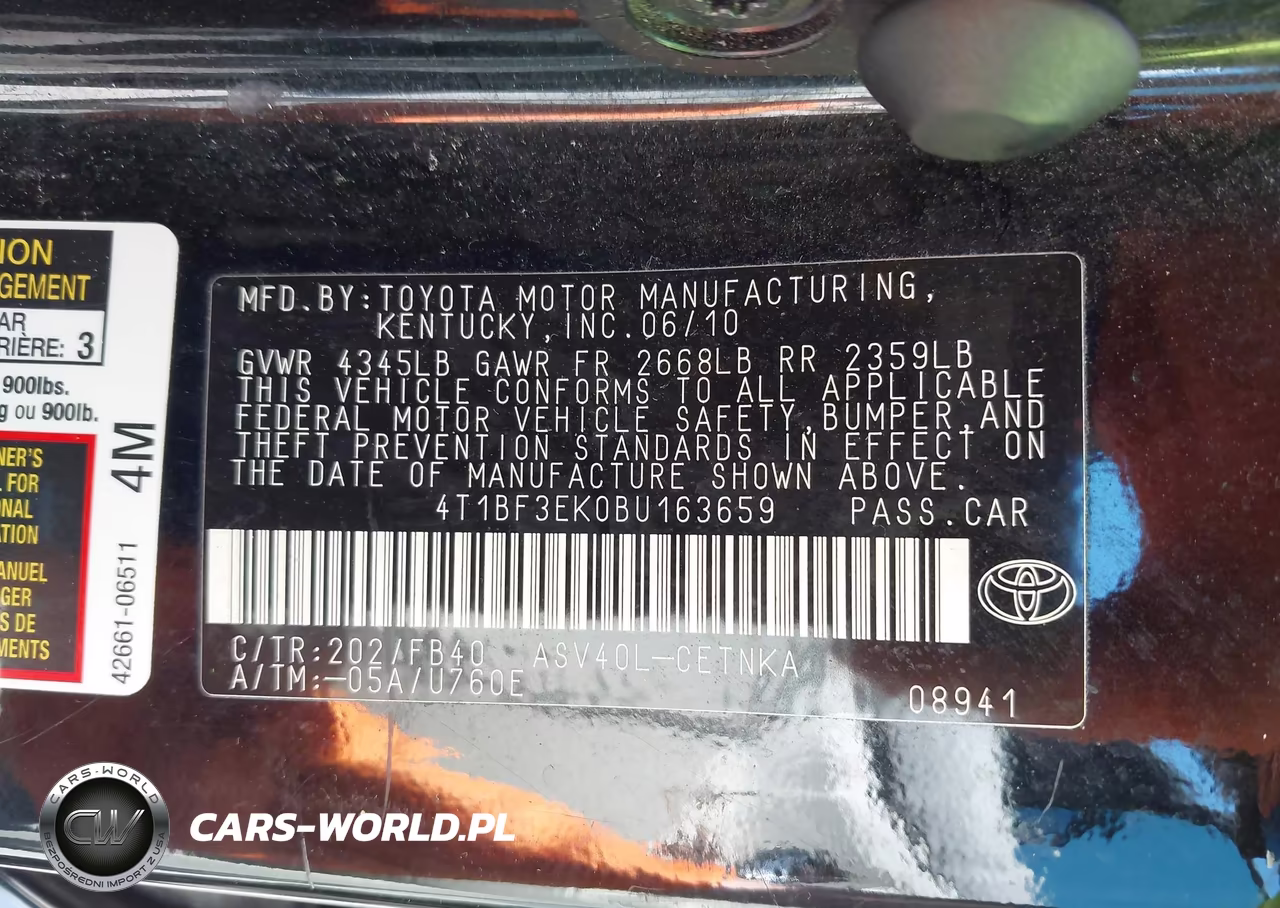 2011 Toyota Camry Le VIN:4T1BF3EK0BU163659 - 9