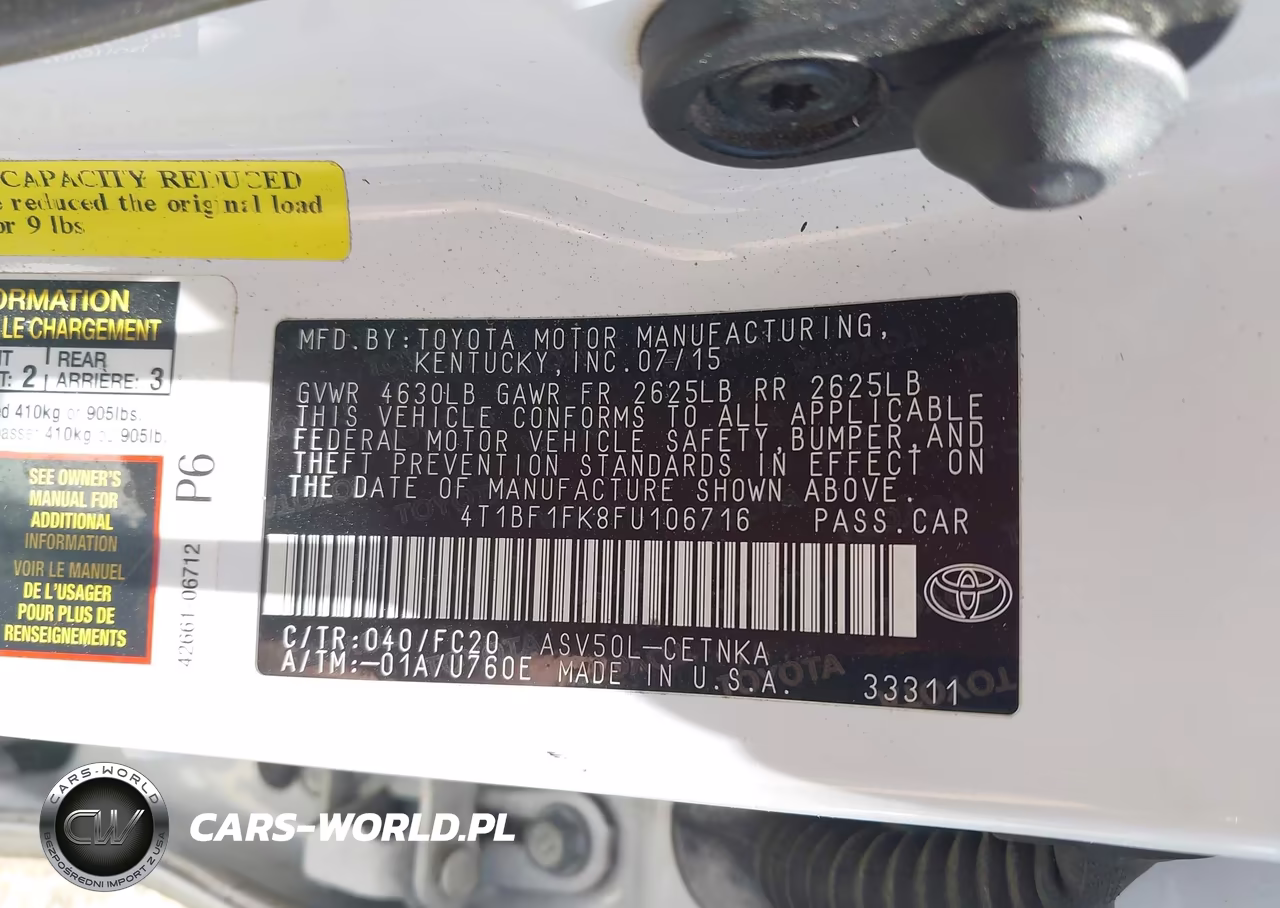 2015 Toyota Camry Le VIN:4T1BF1FK8FU106716 - 9