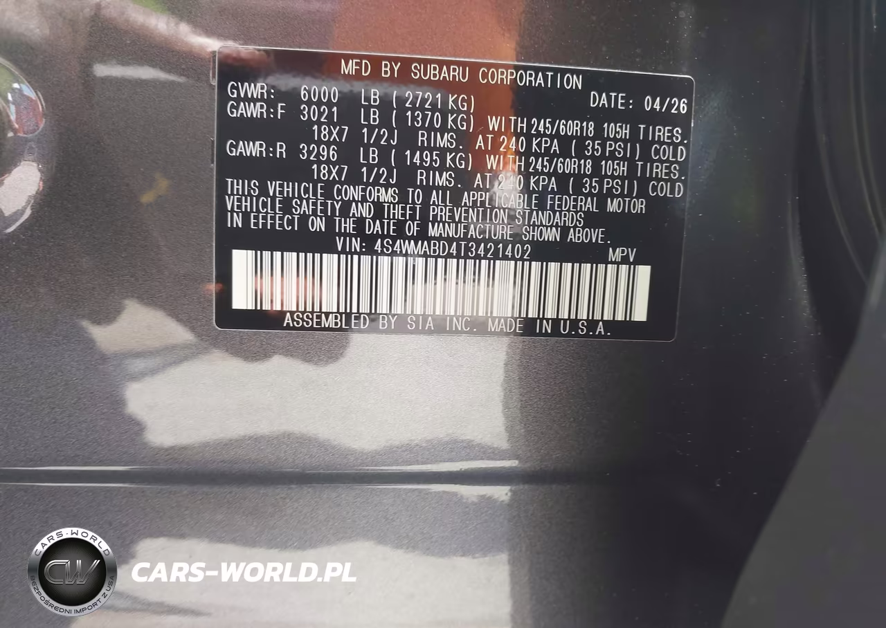 2026 Subaru Ascent Premium 7-Passenger VIN:4S4WMABD4T3421402 - 9