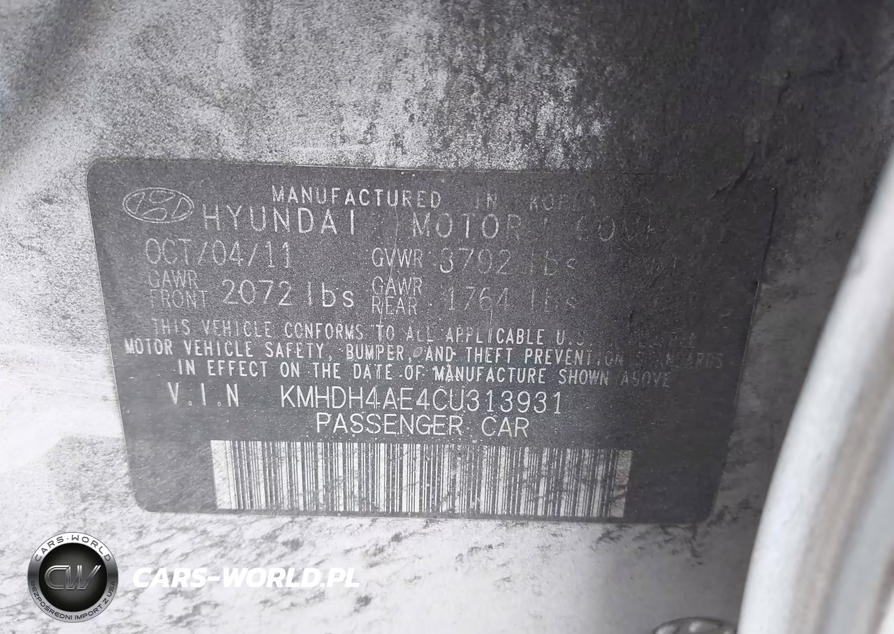 2012 Hyundai Elantra Limited (Ulsan Plant) VIN:KMHDH4AE4CU313931 - 9